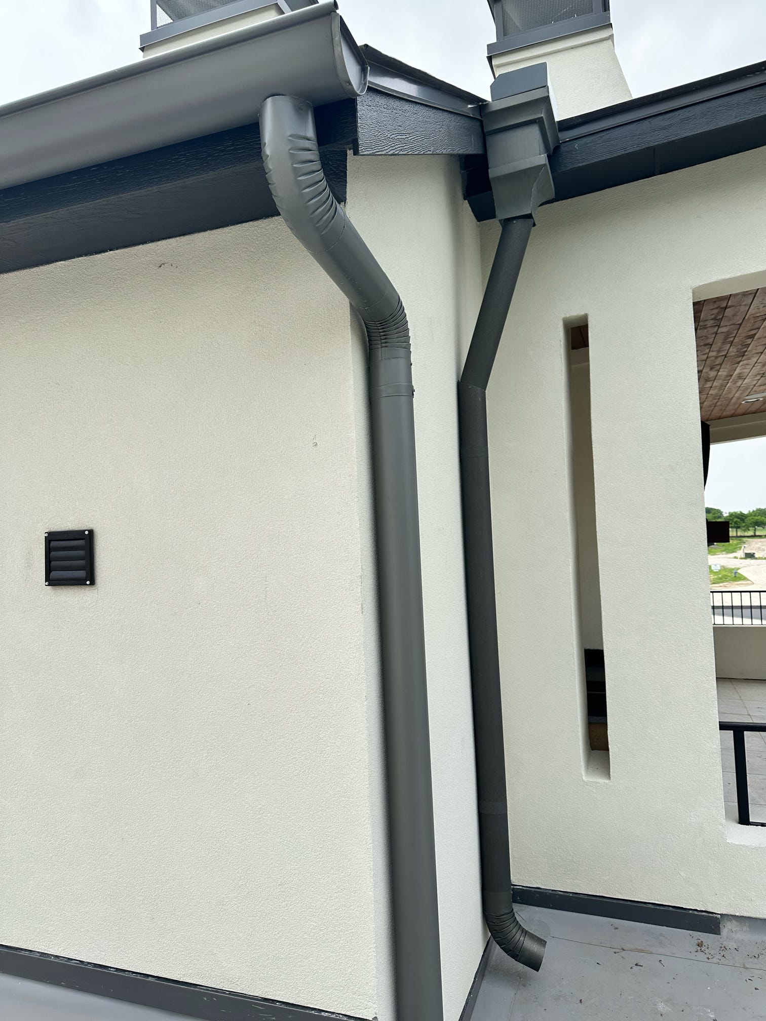 Gutters for modern architecture close up